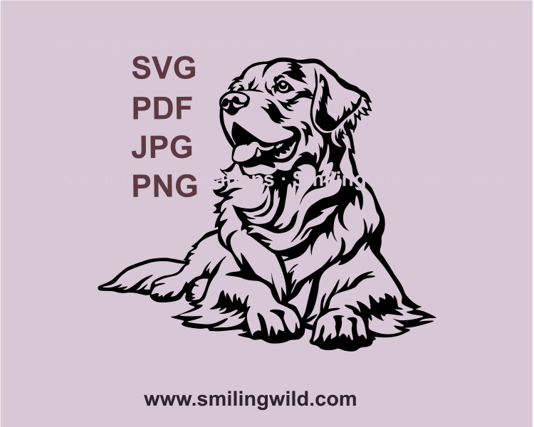 a lying golden retriever svg png vector clip art digital drawing