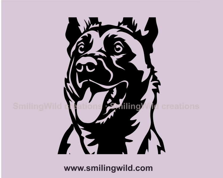 Malinois SVG, PNG Vector Design Clipart in Black - Belgian Shepherd Cute Head Design for Cricut & Laser Cutting