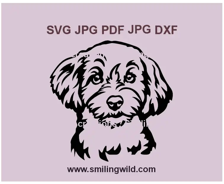 Maltipoo dog face SVG, PNG & DXF - Black vector graphic for Cricut and laser engraving