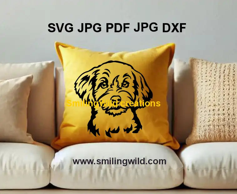 Realistic Maltipoo portrait clipart - High-quality black dog graphic for DIY crafts