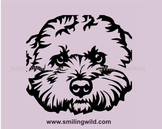 maltipoo vector art in a black color with transparent background