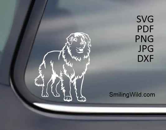 Example application of the Maremma SVG png and dxf files - Sheepdog White Vector Clipart demonstrating clean cuts for laser engraving systems.