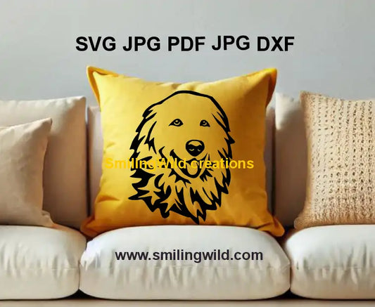 Maremmano dog head vector - Realistic black dog svg and png design for engraving and crafting projects