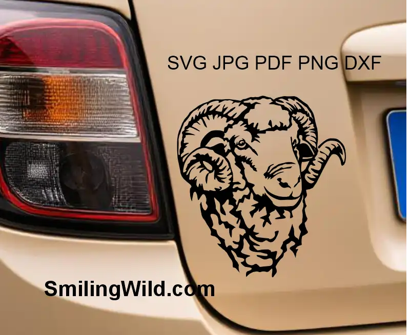 Merino Ram vector graphic clipart for farm animal design vinyl cutting and digital crafting projects