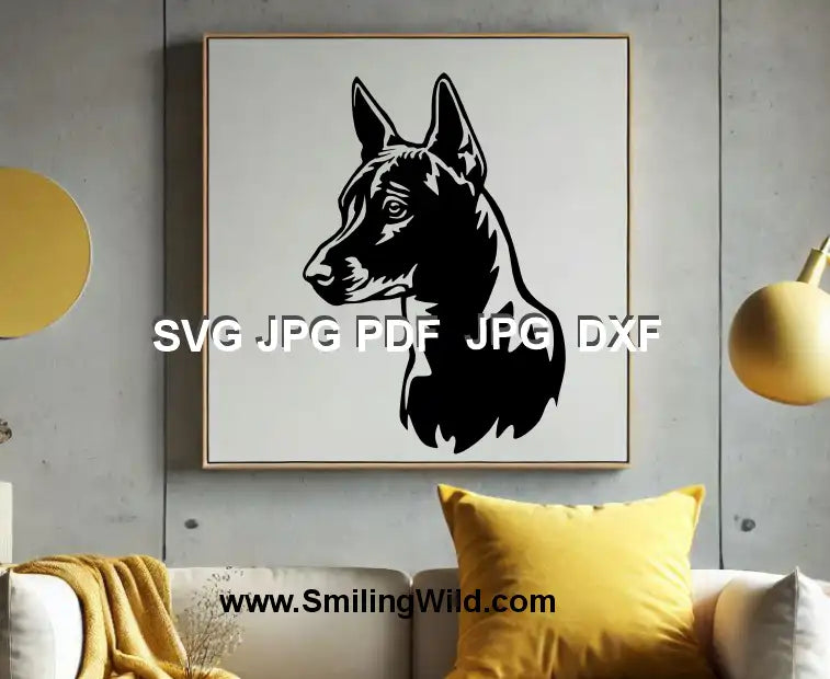 Mexican hairless dog head svg clipart for Cricut & Laser cutting - Xoloitzcuintle vector graphic for engraving