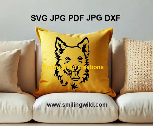 Realistic black Mudi dog png and dxf vector file for engraving and crafting