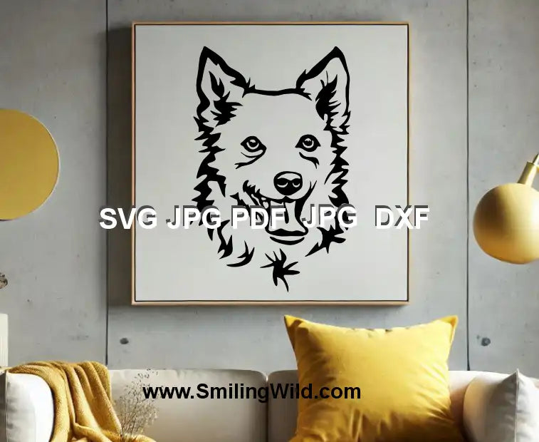 Detailed Mudi portrait SVG and png clipart for Glowforge and DIY projects