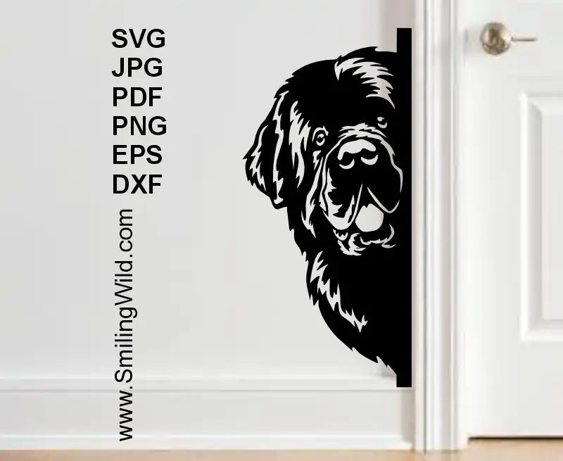 Peeking Newfoundland dog head SVG DXF PNG – large dog laser engraving file