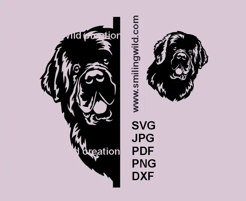 Black Newfoundland dog peeking vector SVG – corner cut file for Cricut and laser