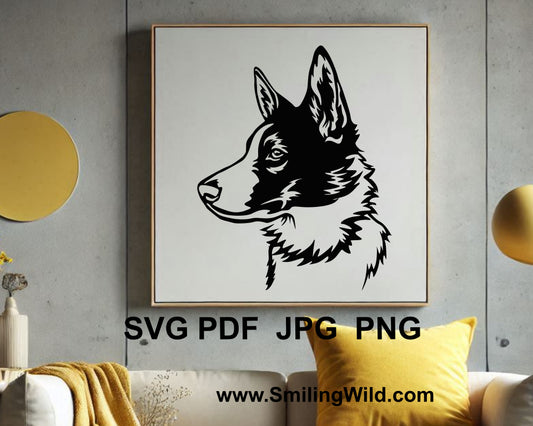 Norbottenspitz dog portrait on wall – rustic hunting lodge wall art design