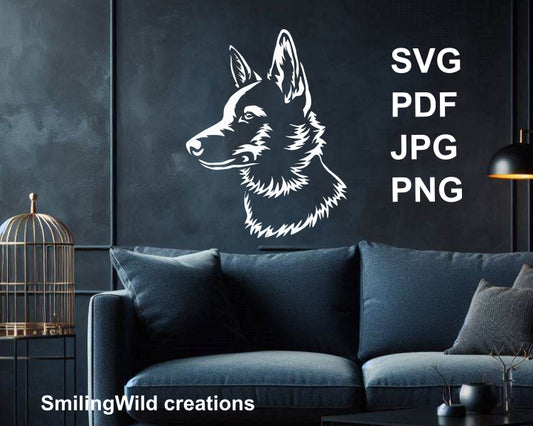 White Norbottenspitz dog ornament on wall – ideal for rustic hunting lodge wall art on dark surfaces