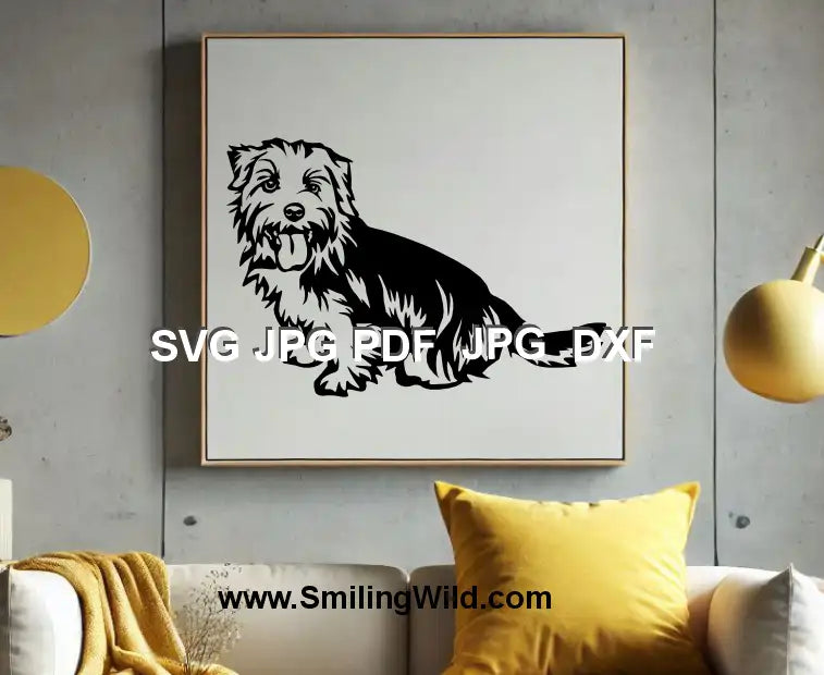 Detailed Norfolk Terrier dog svg and dxf full body vector design for Glowforge and crafting