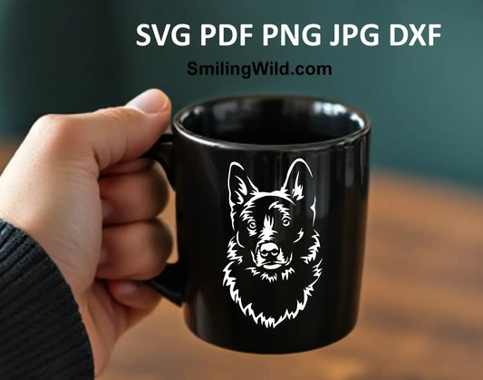 Norwegian Buhund black and white dog vector clipart for Cricut, laser cutting & DIY crafts