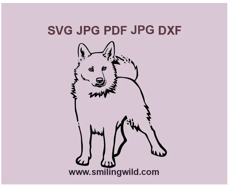 Norwegian Buhund dog black vector clipart SVG, PNG, DXF for Cricut projects