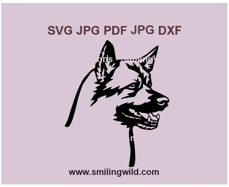 Norwegian Elkhound dog black vector clipart SVG, PNG, DXF for Cricut projects