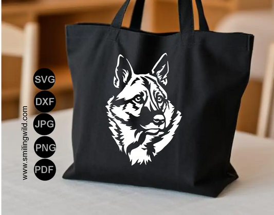 Norwegian Elkhound pmg and dxf file stencil-ready vector graphic for DIY painting and sandblasting