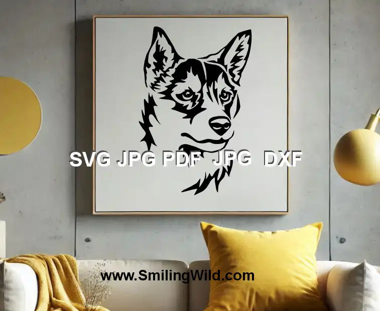 Detailed Norwegian Lundehund portrait SVG & dxf for Glowforge and crafting projects