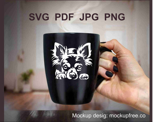 Long haired chihuahua dog svg cuttable vector clip art file