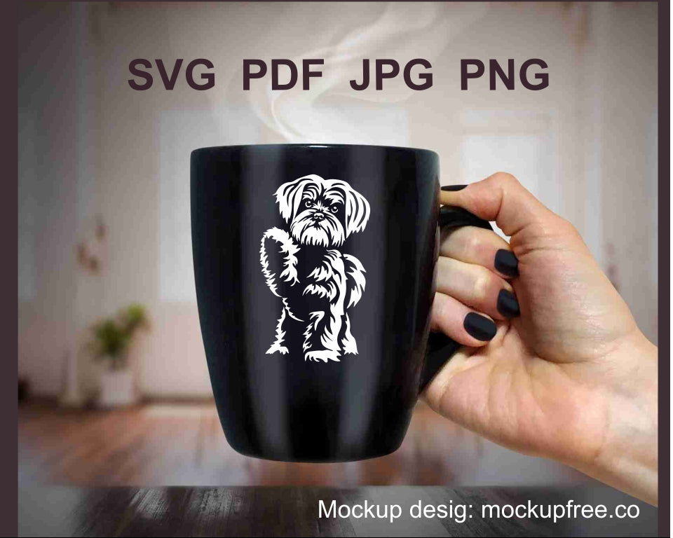 Maltese dog svg cuttable vector graphic clip art,white vector portrait