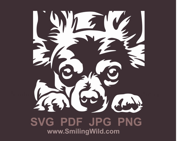 Long haired chihuahua dog svg cuttable vector clip art file