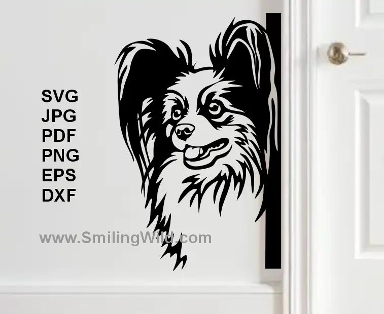 Papillon breed clipart for wall art decals, phone case and pet gift designs