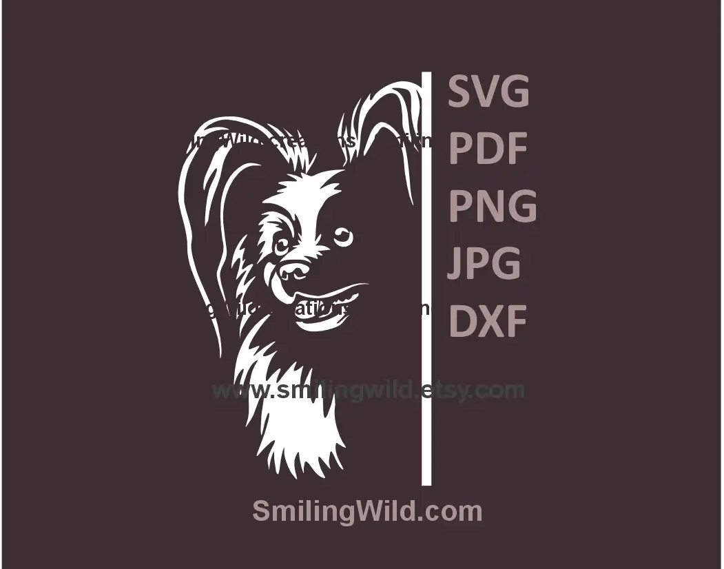 Papillon dog peeking SVG PNG DXF corner clipart for laser cutting and Cricut