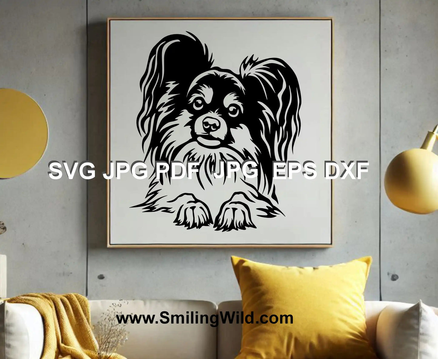 papillon dog svg and dxf clipart for cricut, silhouette and laser citting