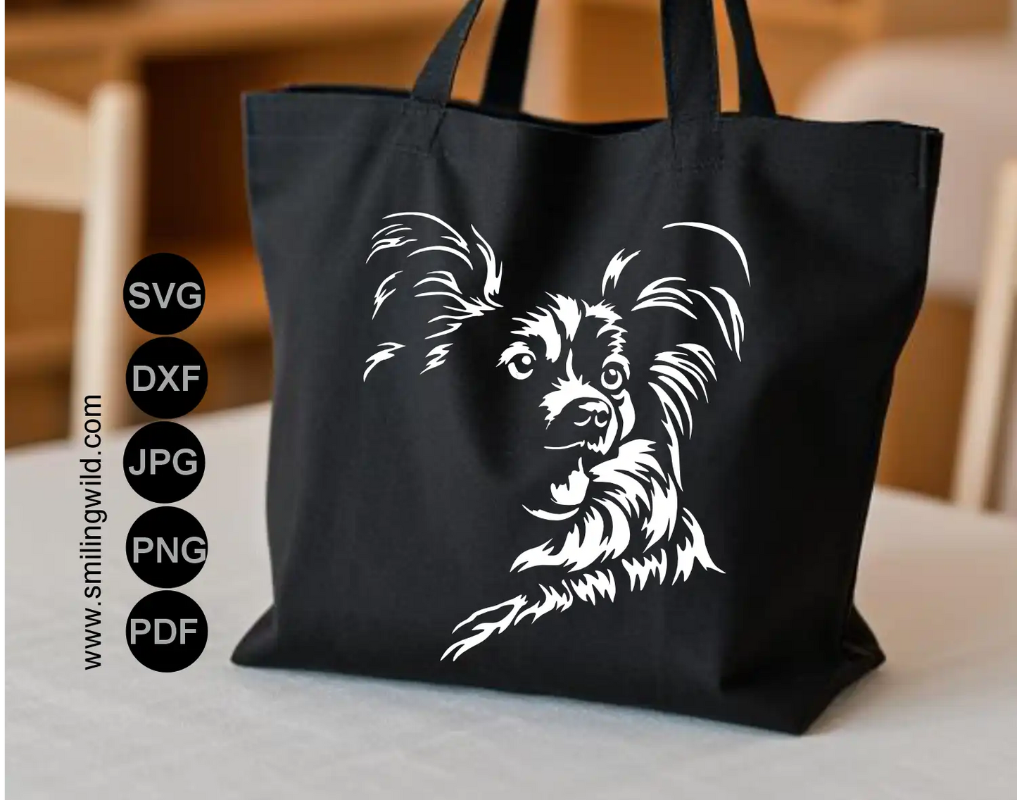 Papillon dog png files for Cricut and precision cutting.
