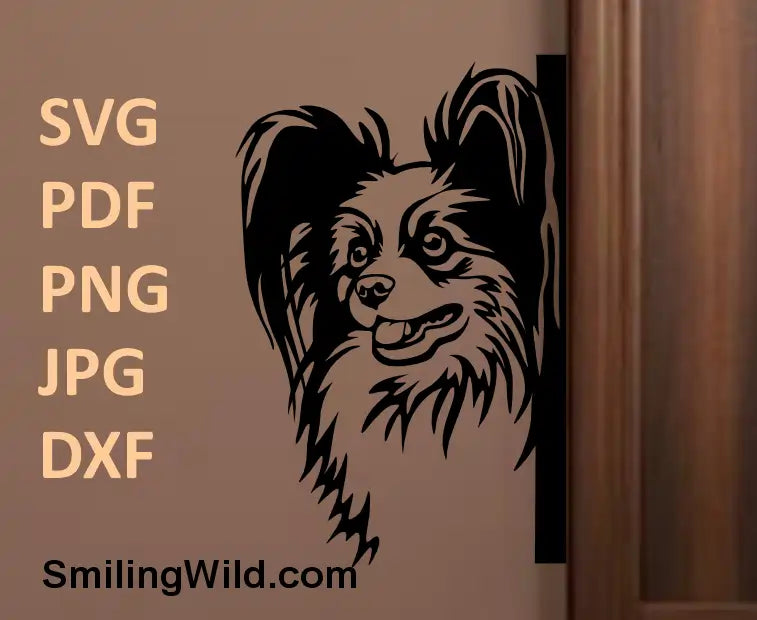 Corner dog Papillon DXF file for cricut and laser cutting and engraving
