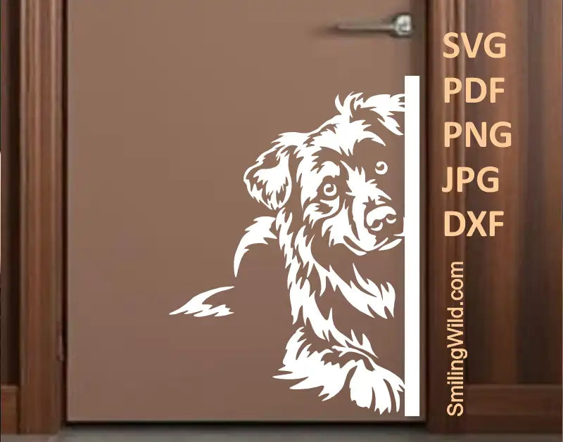 Peeking Aussie dog PNG for Cricut wall art and vinyl projects