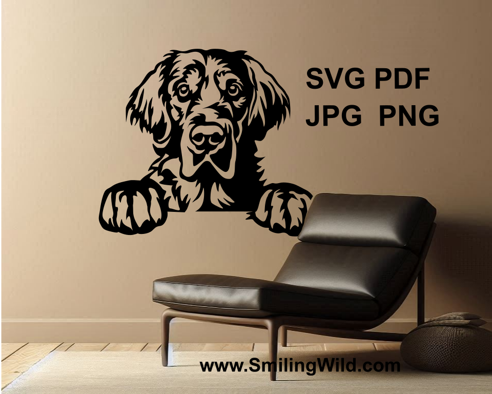 golden retriever showing paws vector clip art printed on the wall