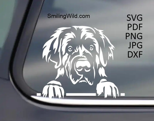 A peeking leonberger Dog White Vector Image in PNG and DXF formats, perfect for Cricut and Silhouette projects to put on dark materials.