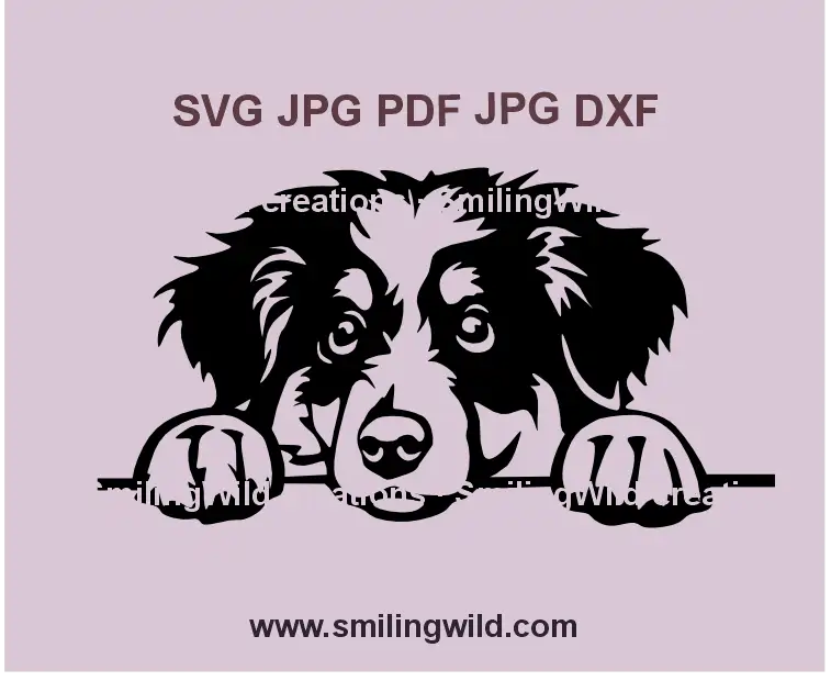 Peeking Miniature Australian Shepherd SVG, PNG, DXF - Black dog vector for Cricut and laser cutting