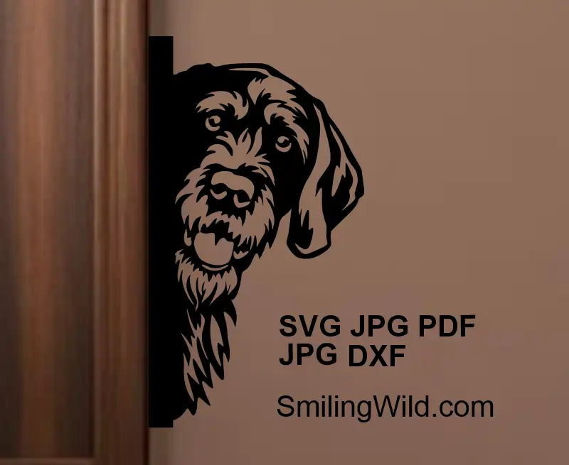 Peeking German Wirehaired Pointer black png and dxf vector design for Cricut and DIY crafts
