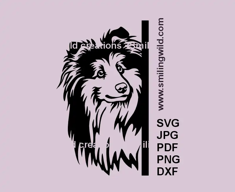 Peeking Sheltie dog SVG, png, dxf design for laser cut crafts and decals