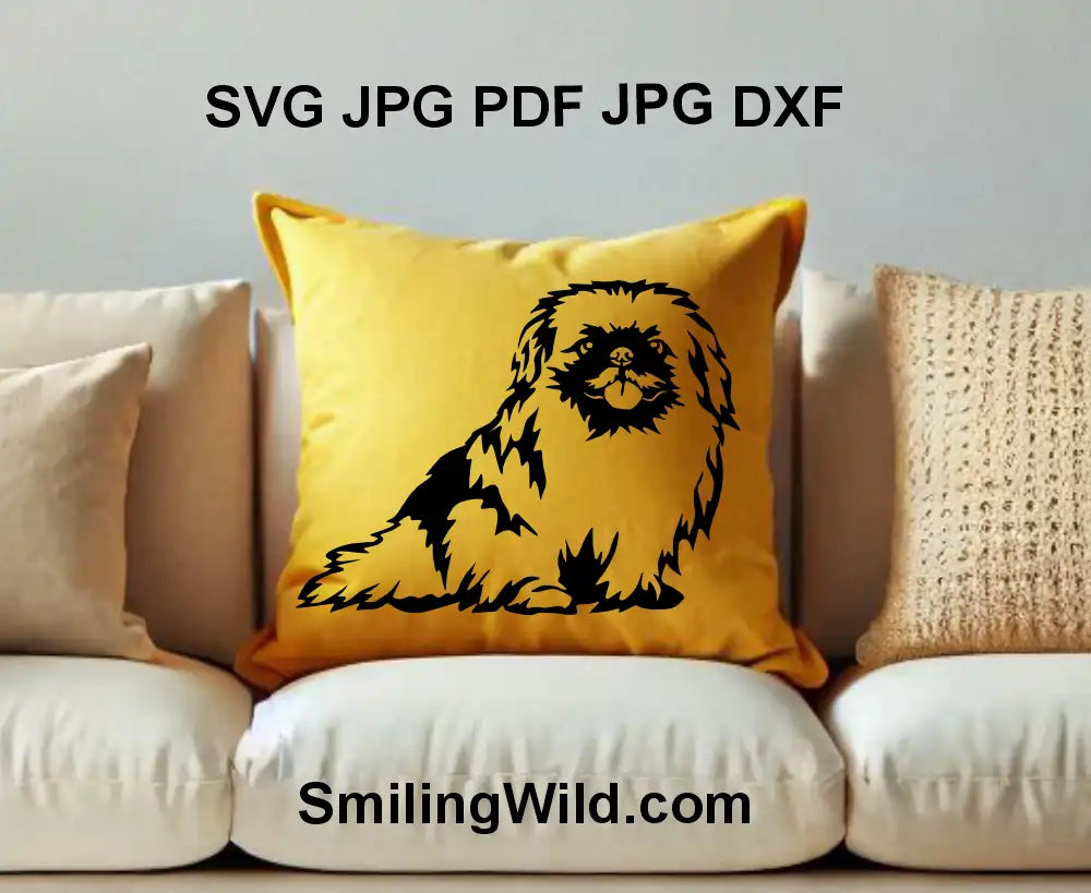 Detailed Pekingese dog clipart in PNG, DXF, and SVG format for crafting