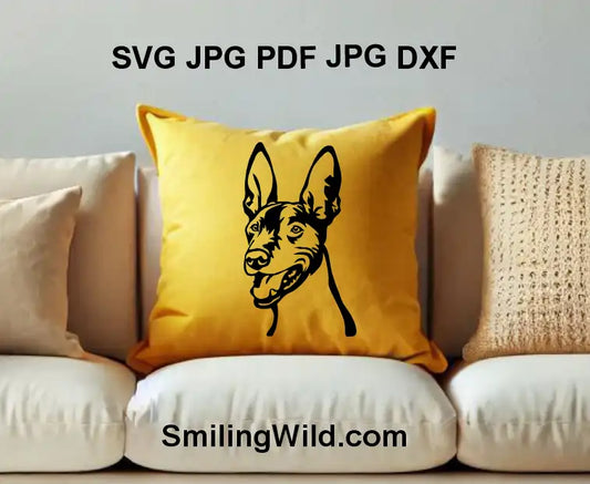 Detailed Pharaoh Hound black vector clipart for engraving and pet-themed crafting