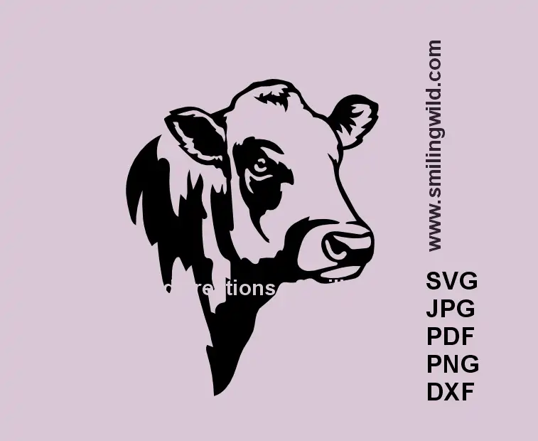 piedmontese bull SVG head clipart black vector for farm animal cutting and engraving