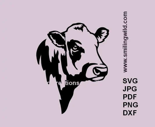 piedmontese bull SVG head clipart black vector for farm animal cutting and engraving