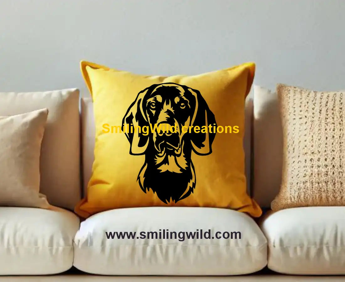 Realistic Gończy Polski hunting dog illustration – black vector file for laser engraving and DIY projects