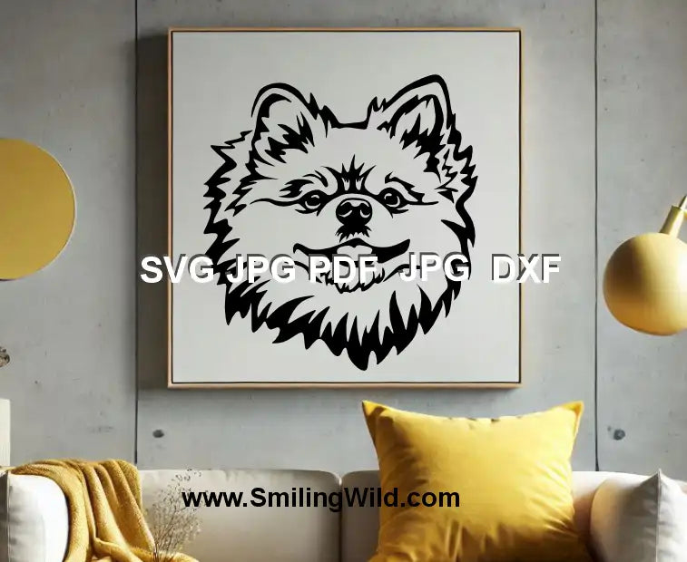 DXF file of smiling Pomeranian Spitz for laser cutting and personalized dog decor