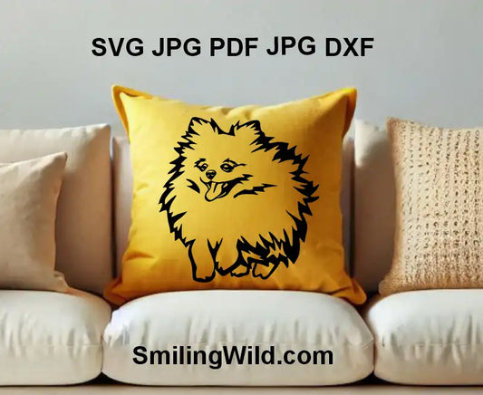 Pomeranian Spitz silhouette in motion – DXF file for Cricut and laser cutting