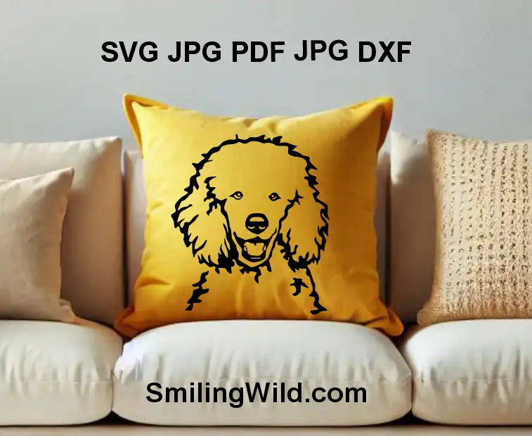 Curly-haired Poodle clipart DXF file for laser engraving projects