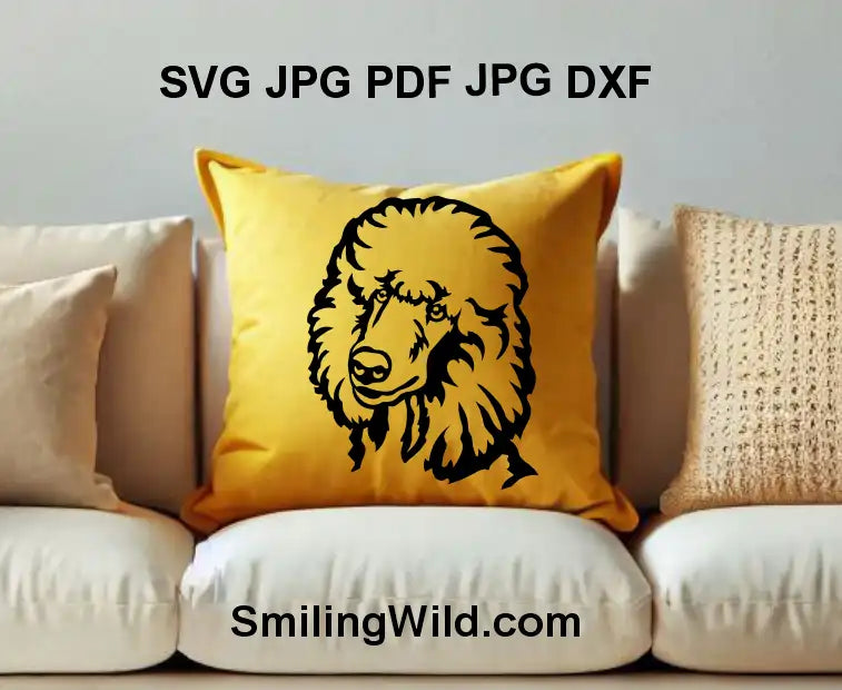 Curly Poodle dog head DXF clipart for laser engraving projects and custom designs