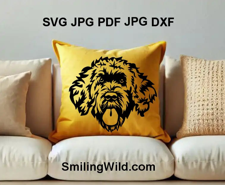 Black Portuguese Water Dog DXF clipart for laser engraving projects and custom gifts