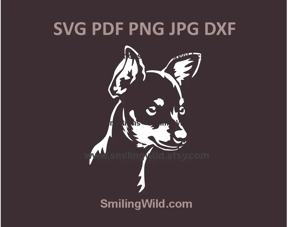 Prague Ratter head SVG & PNG, DXF - Realistic white dog vector clipart for Cricut and laser cutting