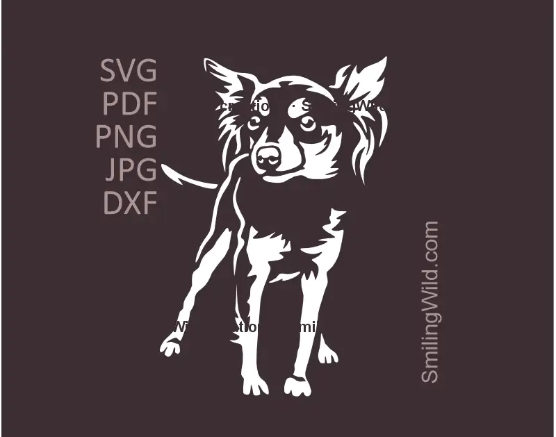 Prague Ratter white SVG PNG DXF cuttable vector graphic for Cricut and laser cutting - a full body dog in standing position