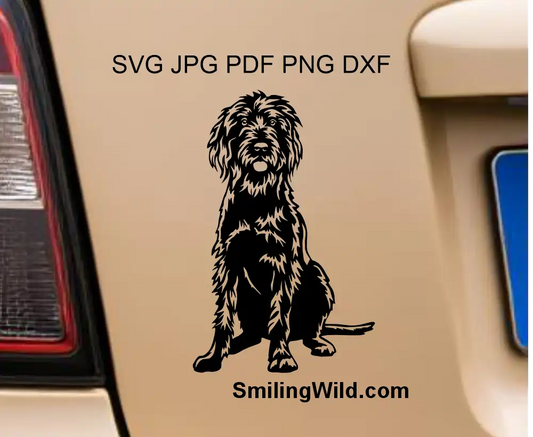 a car decal presentation of a pudelpointer in sitting position svg and png vector clipart image
