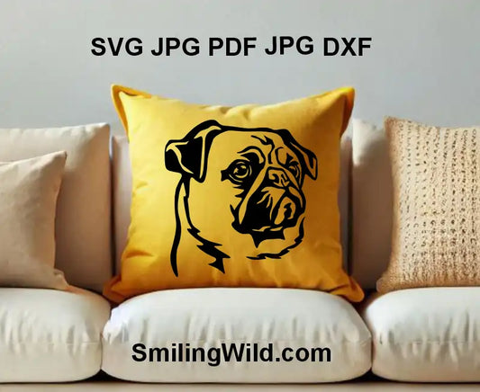Realistic Pug Dog Head png Vector Graphic for DIY Projects