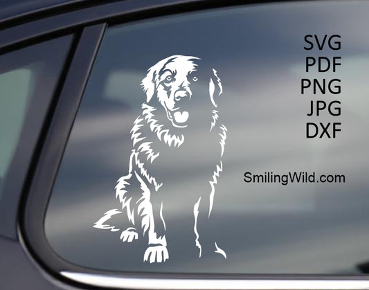 Preview of the PNG and DXF clipart files included in the Great Pyrenees herding dog vector art bundle. Clean paths for commercial use.